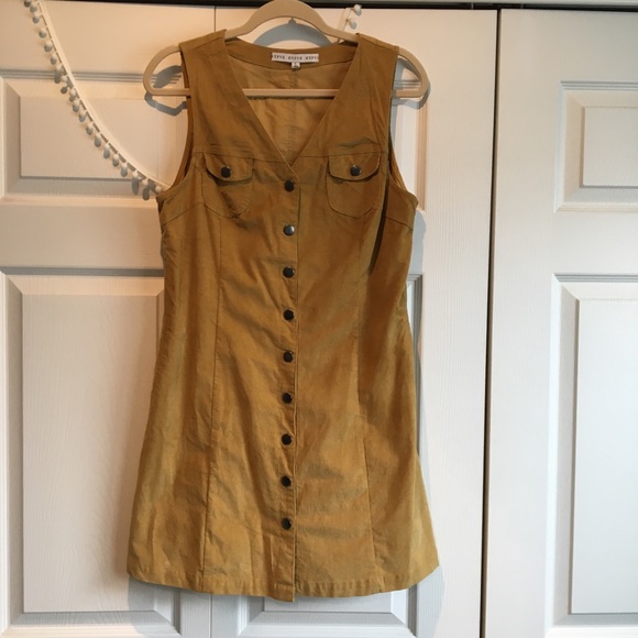 Corduroy Mustard Yellow Button up Dress/Vest - Picture 4 of 6